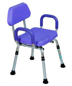 Banco para ducha de aluminio con respaldo y descansabrazos desmontables Purpura
